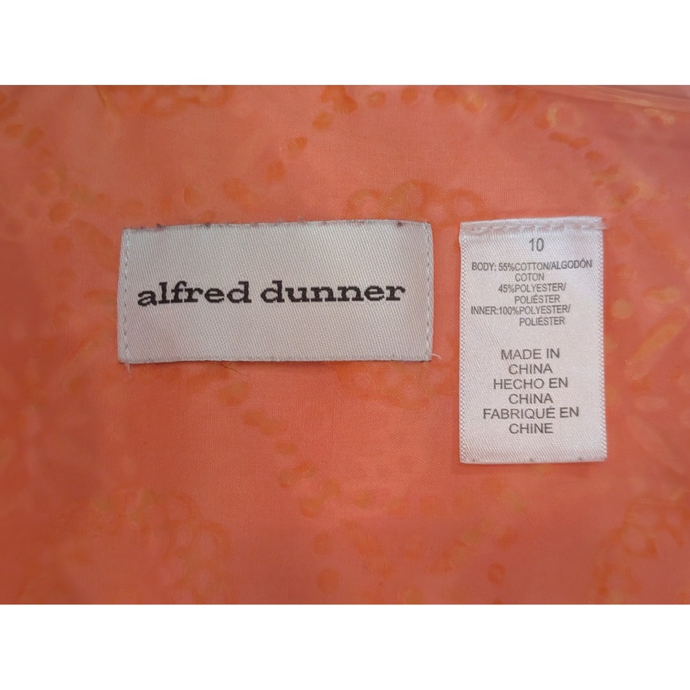 Alfred Dunner Floral Eyelet Button Up Shirt Top Coral Orange Size 10 - STAINED - Picture 2 of 4